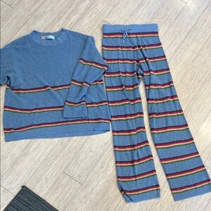 Cozy grey colorful striped knit Set for Relaxation
